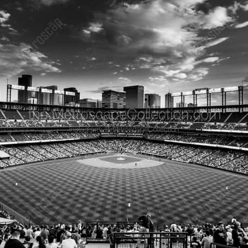 Denver Framed Photos of Coors Field and Downtown Denver from the Center Field Bleachers at Coors Field Coors Field and Downtown Denver from the Center Field Bleachers at Coors Field -- Denver Black and White Framed Photos