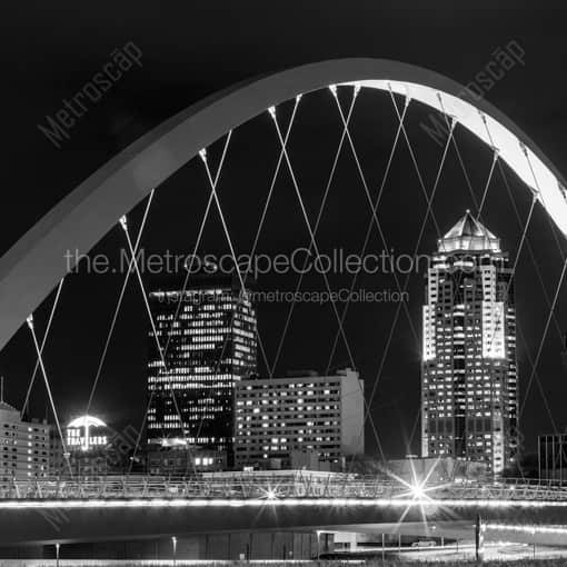 801 Grand under the Neil Smith Pedestrian Bridge -- Des Moines Black and White Framed Photos
