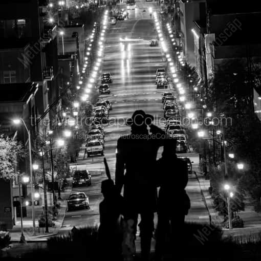 Locust Street in Downtown Des Moines -- Des Moines Black and White Framed Photos