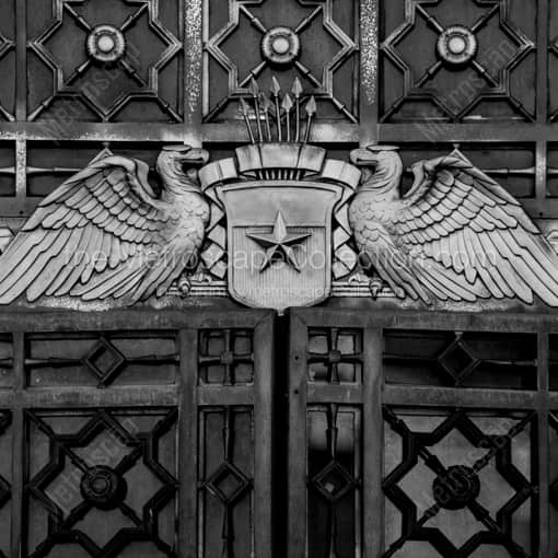 Indianapolis Framed Photos of The Golden Eagles above the Doorway of the War Memorial The Golden Eagles above the Doorway of the War Memorial -- Indianapolis Black and White Framed Photos