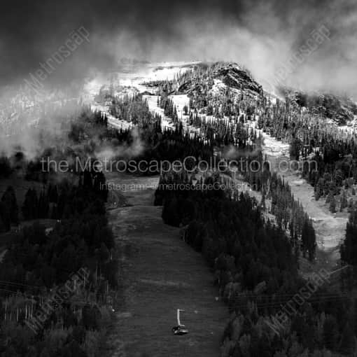 Jackson Hole Framed Photos of The Jackson Hole Mountain Resort Tram Ascends Rendezvous Mountain The Jackson Hole Mountain Resort Tram Ascends Rendezvous Mountain -- Jackson Hole Black and White Framed Photos