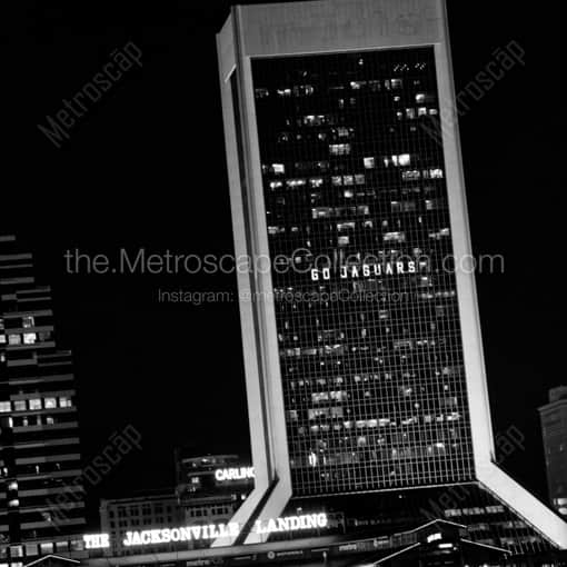 Jacksonville Framed Photos of Go Jaguars in the Windows of the Independent Square Building Go Jaguars in the Windows of the Independent Square Building -- Jacksonville Black and White Framed Photos
