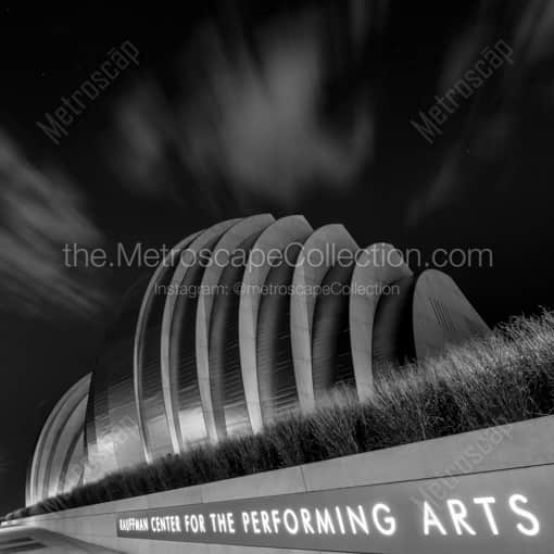 Matte Black WOOD Framed Black and White Kansas City Photograph: The KC Performing Arts Center in a Square Matte Black Wood Frame