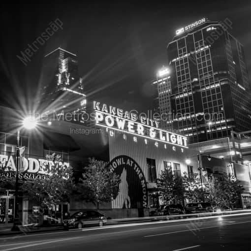 Matte Black WOOD Framed Black and White Kansas City Photograph: KCPL District in a Square Matte Black Wood Frame