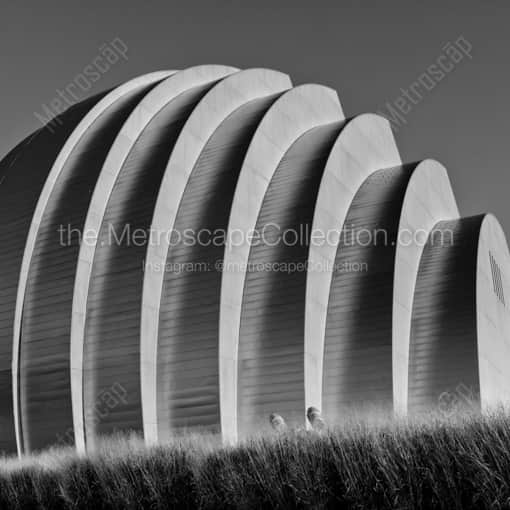 Matte Black WOOD Framed Black and White Kansas City Photograph: The KC Performing Arts Center in a Square Matte Black Wood Frame