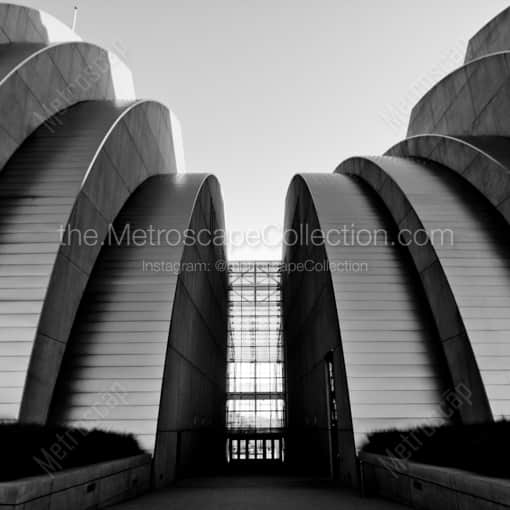 Matte Black WOOD Framed Black and White Kansas City Photograph: The KC Performing Arts Center Entrance in a Square Matte Black Wood Frame