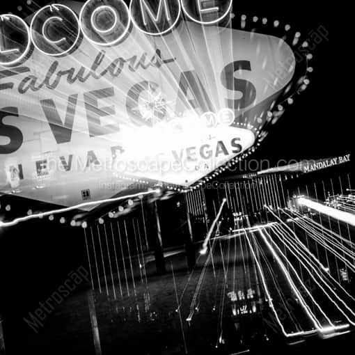 Close Up Zoom Out of the Las Vegas Sign -- Las Vegas Black and White Framed Photos