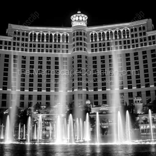 The Bellagio Fountains -- Las Vegas Black and White Framed Photos