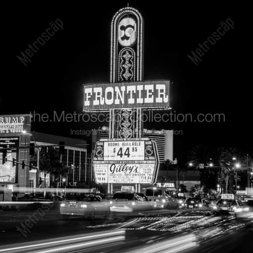 The Frontier Casino Sign -- Las Vegas Black and White Framed Photos