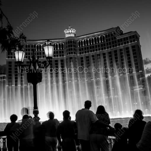 The Bellagio Fountains Performance of the song Hoedown -- Las Vegas Black and White Framed Photos