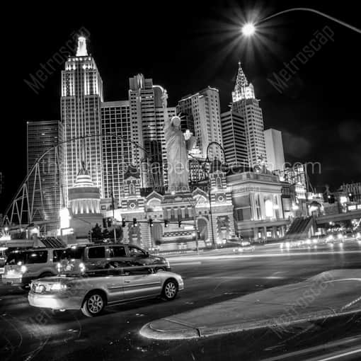 The Las Vegas Boulevard New York Skyline -- Las Vegas Black and White Framed Photos