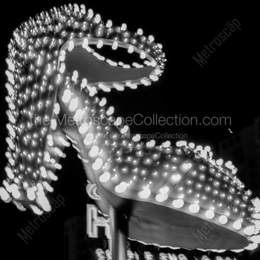 Las Vegas High Heels in Lights -- Las Vegas Black and White Framed Photos