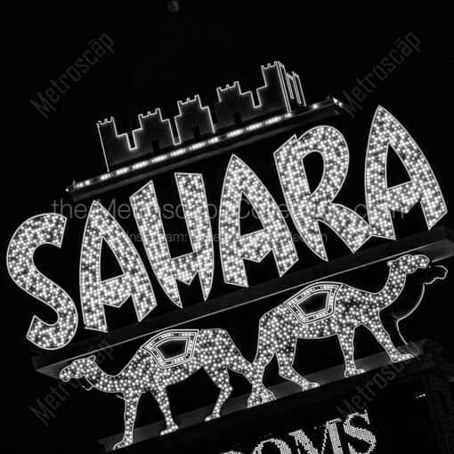 The Sahara Hotel and Casino Sign -- Las Vegas Black and White Framed Photos