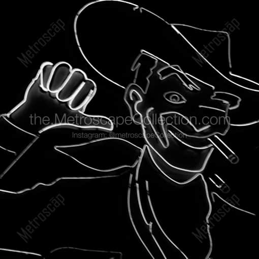 The Neon Cowboy Vegas Vic on Freemont Street -- Las Vegas Black and White Framed Photos
