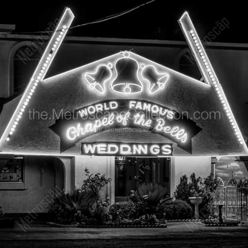The Chapel of the Bells in Las Vegas -- Las Vegas Black and White Framed Photos