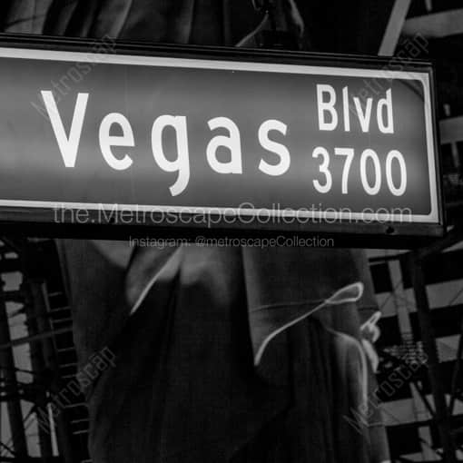 A Las Vegas Boulevard Street Sign -- Las Vegas Black and White Framed Photos