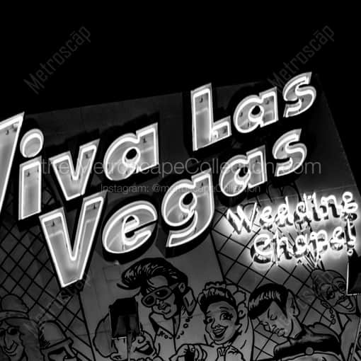 The Viva Las Vegas Wedding Chapel -- Las Vegas Black and White Framed Photos