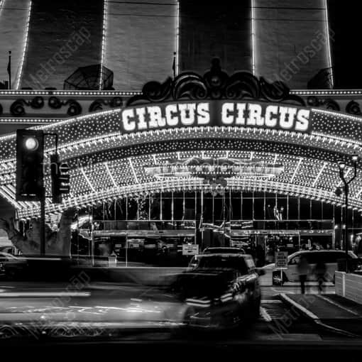 The Entrance to Circus Circus -- Las Vegas Black and White Framed Photos