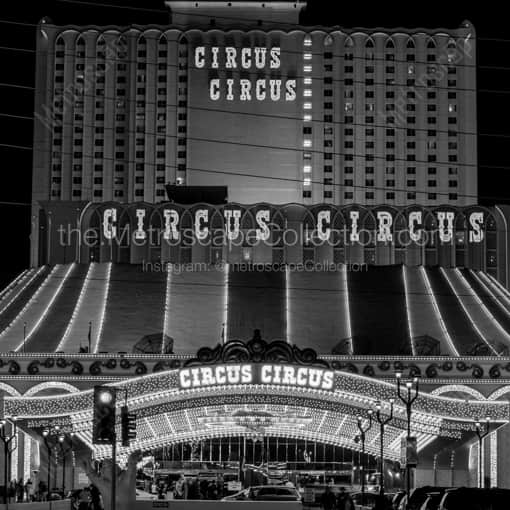 The Six Instances of the word Circus at Circus Circus -- Las Vegas Black and White Framed Photos