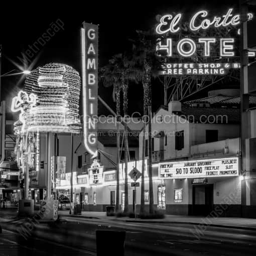 The El Cortez Hotel in Downtown Las Vegas -- Las Vegas Black and White Framed Photos