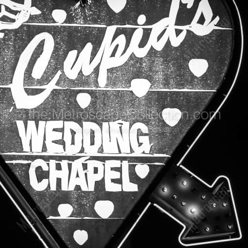 Cupids Wedding Chapel -- Las Vegas Black and White Framed Photos