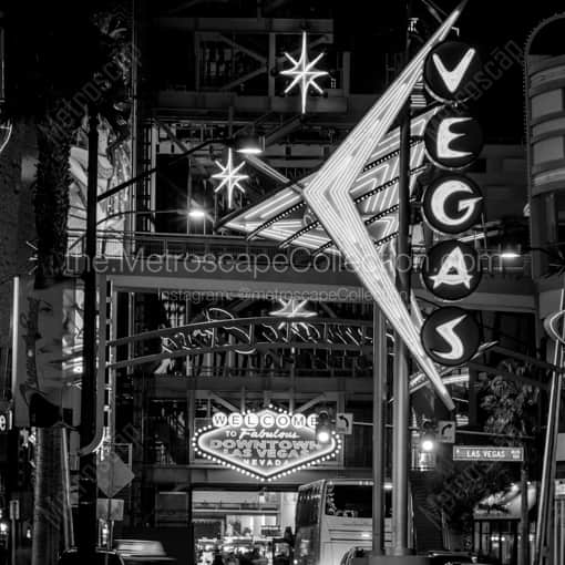 The Backside of the Fremont Street Experience in Downtown Las Vegas -- Las Vegas Black and White Framed Photos