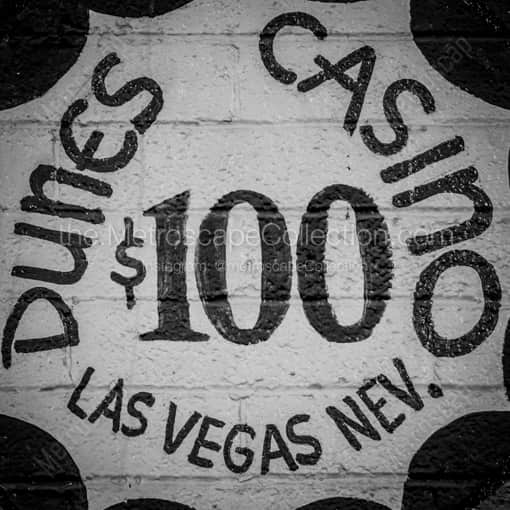 A Dunes Casino Chip Wall Mural -- Las Vegas Black and White Framed Photos