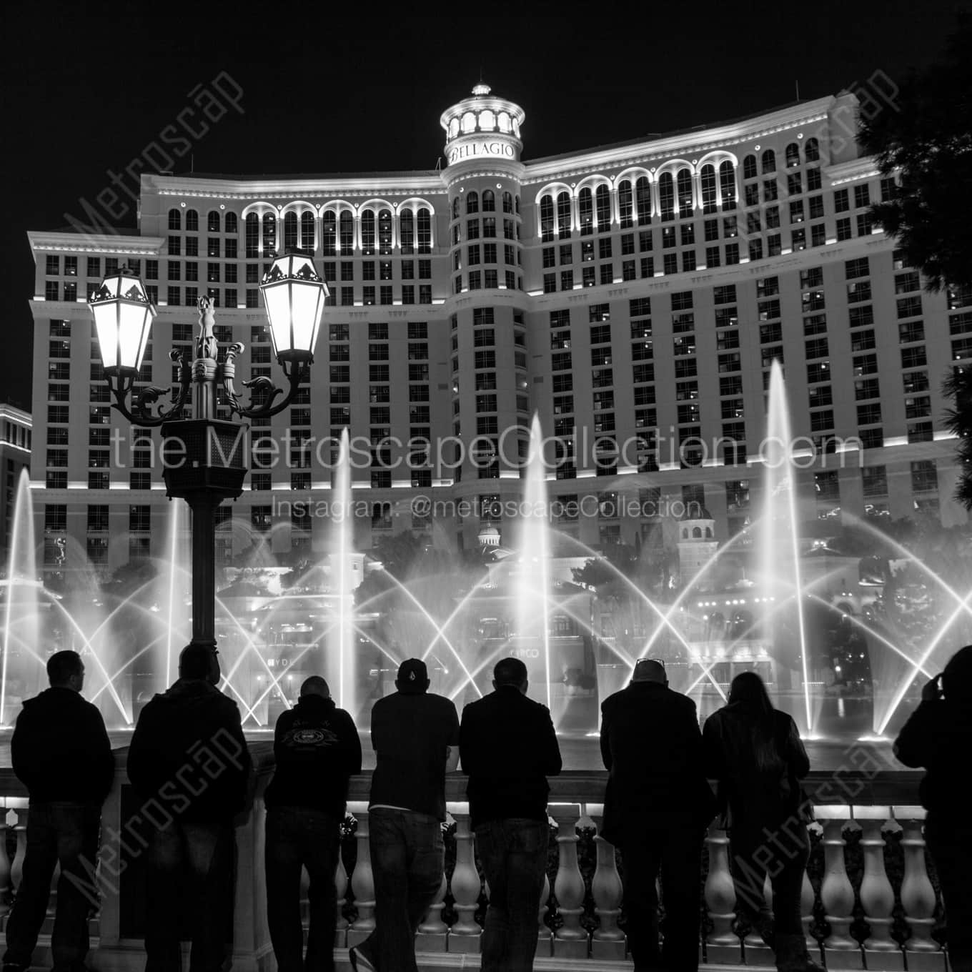 The Bellagio Fountains at Night Framed Photos square crop