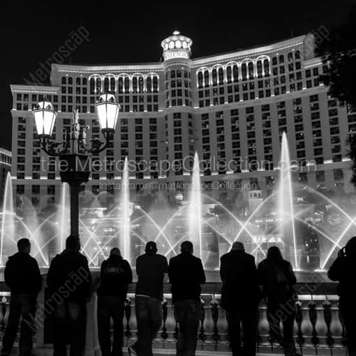 The Bellagio Fountains at Night -- Las Vegas Black and White Framed Photos