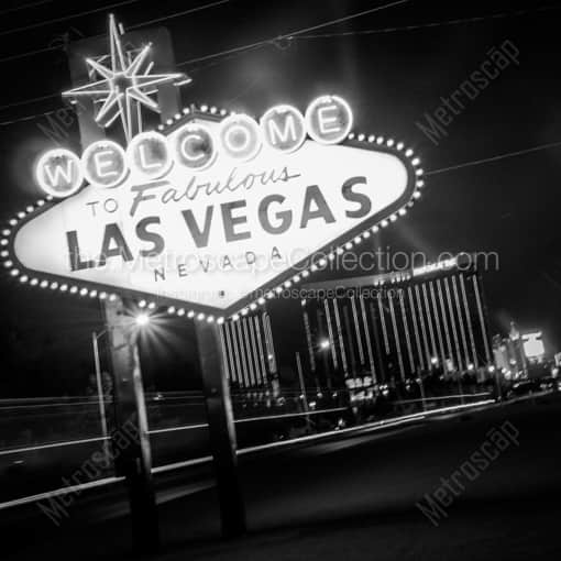 A Hazy Look at the Las Vegas Sign -- Las Vegas Black and White Framed Photos