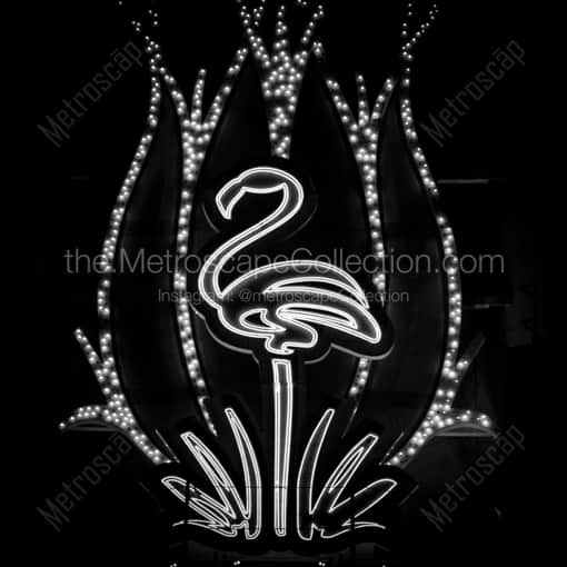 A Pink Flamingo atop the Flamingo Hotel and Casino -- Las Vegas Black and White Framed Photos