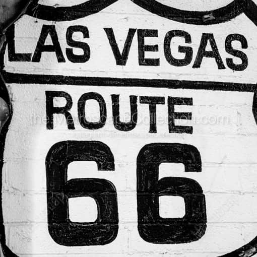 A Las Vegas Route Sixty Six Mural -- Las Vegas Black and White Framed Photos