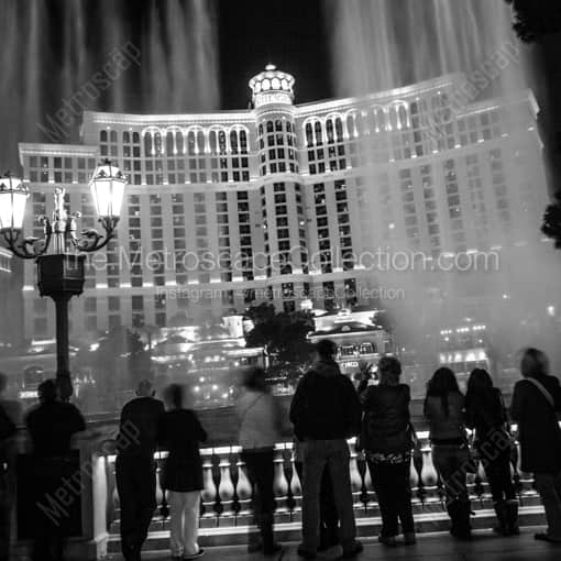 The End of a Bellagio Fountain Show -- Las Vegas Black and White Framed Photos