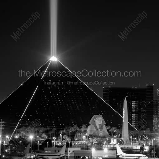 The Pyramid and Sphinx at the Luxor -- Las Vegas Black and White Framed Photos