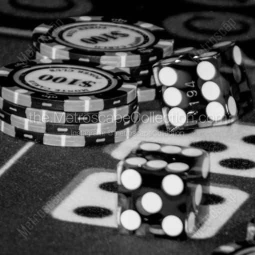 Yo Eleven on the Craps Dice -- Las Vegas Black and White Framed Photos