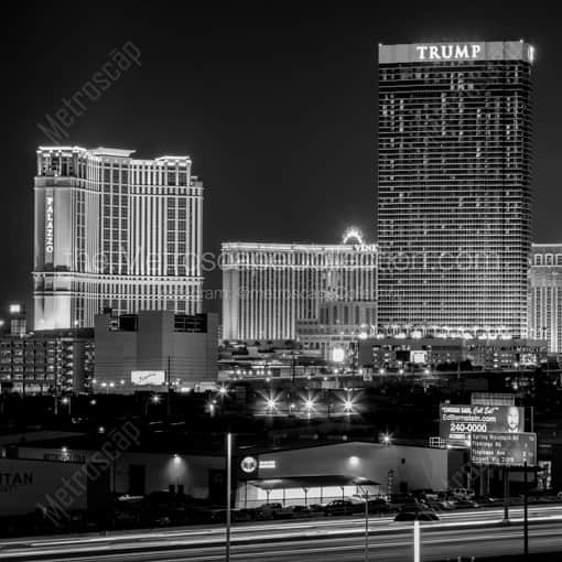 Trump Tower in the Las Vegas Skyline -- Las Vegas Black and White Framed Photos