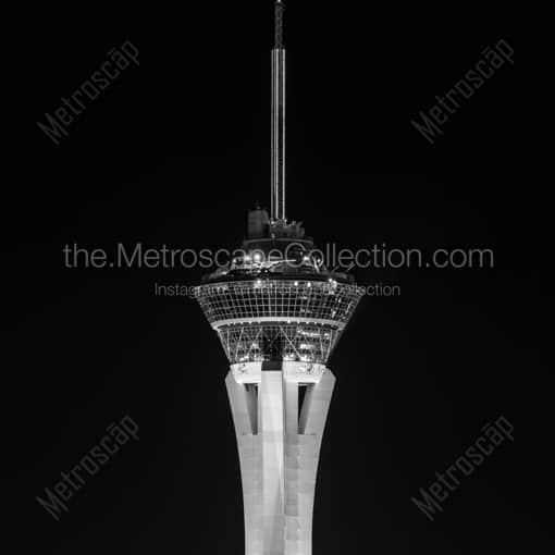 The Stratosphere Alone at Night -- Las Vegas Black and White Framed Photos