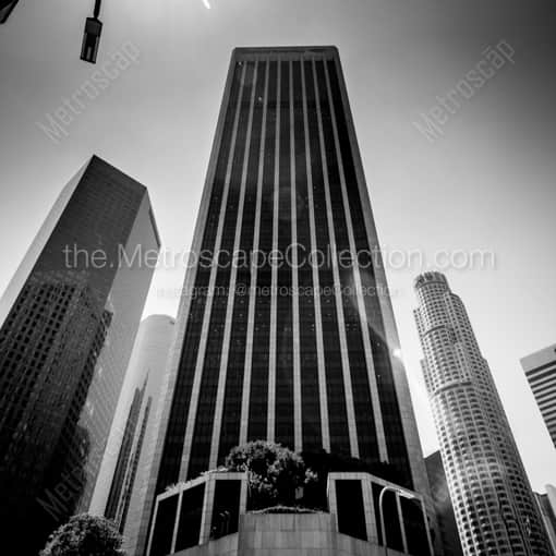 Los Angeles Framed Photos of The Bank of America and US Bank Buildings in Downtown Los Angeles The Bank of America and US Bank Buildings in Downtown Los Angeles -- Los Angeles Black and White Framed Photos