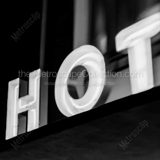 Matte Black WOOD Framed Black and White Miami Photograph: Hot Neon Sign in a Square Matte Black Wood Frame