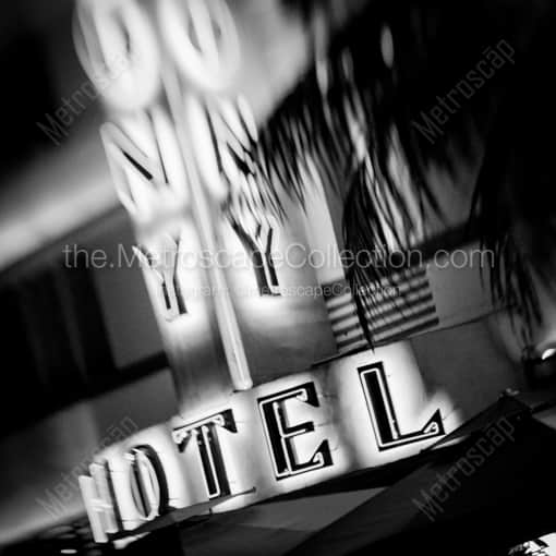 Matte Black WOOD Framed Black and White Miami Photograph: The Colony Hotel Sign in a Square Matte Black Wood Frame