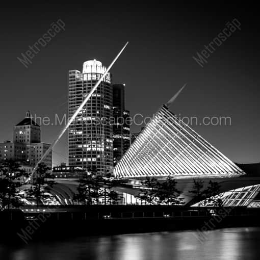 The Closed Wings of the Milwaukee Art Museum -- Milwaukee Black and White Framed Photos