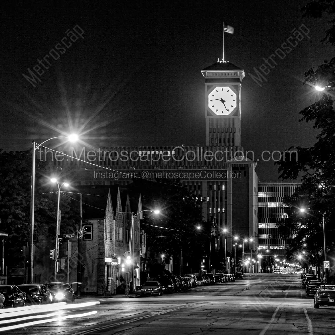 The Allen-Bradley Clock at Night Framed Photos The Allen-Bradley Clock at Night Framed Photos square crop