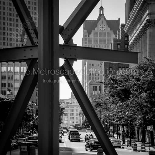 The Orange Sculpture and Downtown Milwaukee -- Milwaukee Black and White Framed Photos
