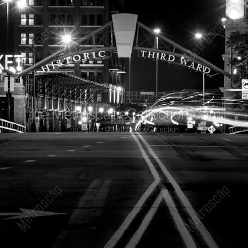 The Third Ward at Night -- Milwaukee Black and White Framed Photos