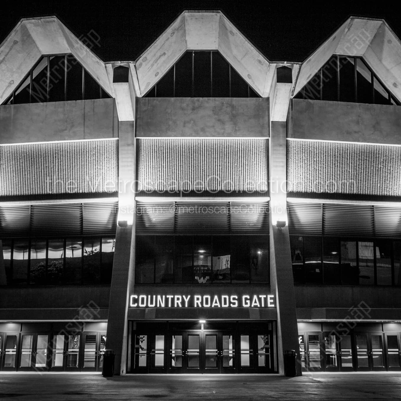 WVU Coliseum Country Roads Gate Framed Photography square crop