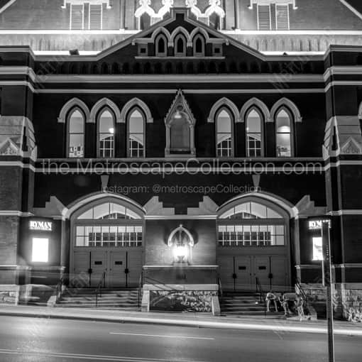 Nashville Framed Photos of The Mother Church of Country Music the Ryman Auditorium The Mother Church of Country Music the Ryman Auditorium -- Nashville Black and White Framed Photos