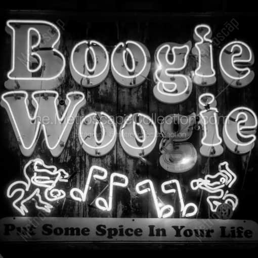 The Boogie Woogie Neon Sign -- New Orleans Black and White Framed Photos