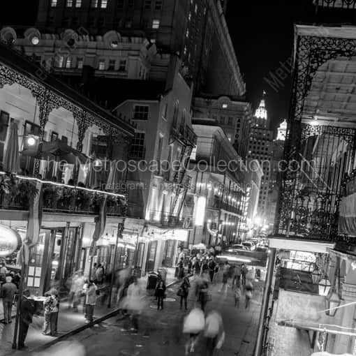 Bourbon Street New Orleans -- New Orleans Black and White Framed Photos