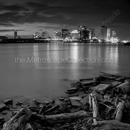 The New Orleans Skyline from the Westbank -- New Orleans Black and White Framed Photos