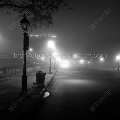 Decatur Street and Jax Brewery in Fog -- New Orleans Black and White Framed Photos